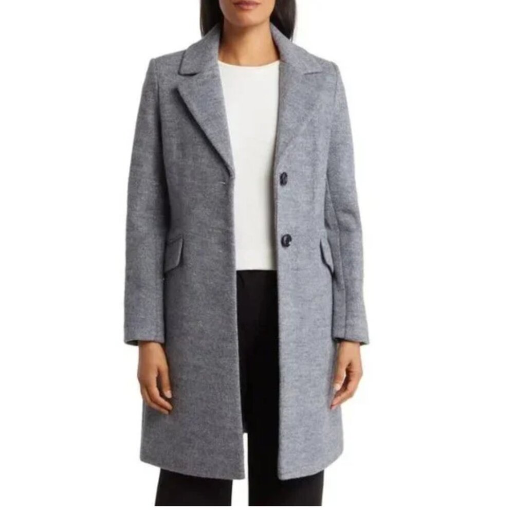 Solid Notch Lapel Felted Coat